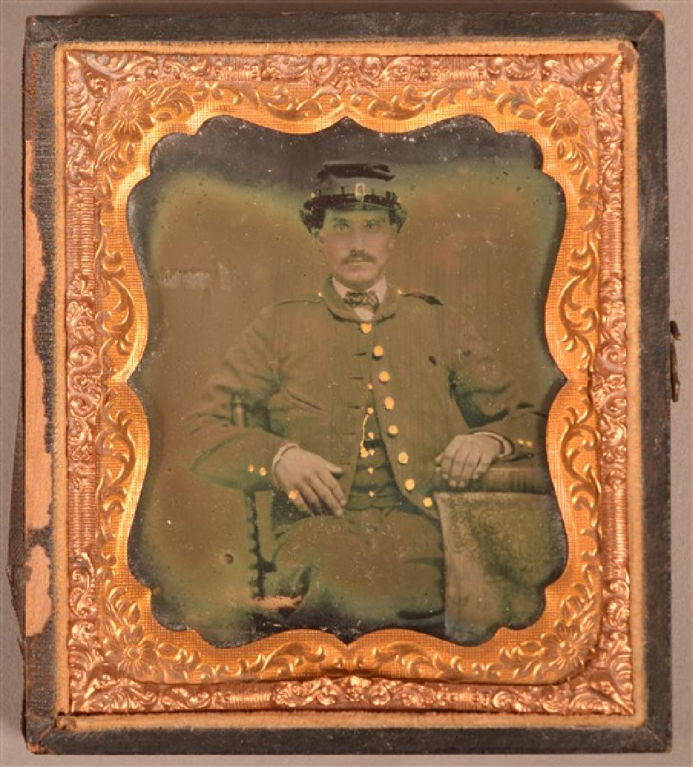 1/6 Plate Ambrotype of a 19th Century Man. Seated pose: 1/6 Plate Ambrotype of a 19th Century Man. Seated pose in uniform. Condition: Good with wear. Partial case only.