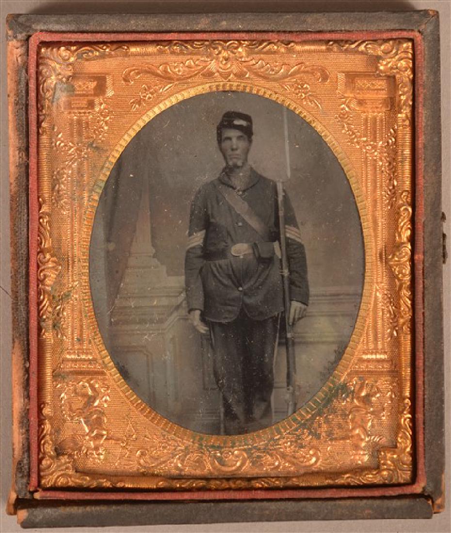 1/6 Plate Tintype of a Civil War Sergeant. Standing (1 of 3)
