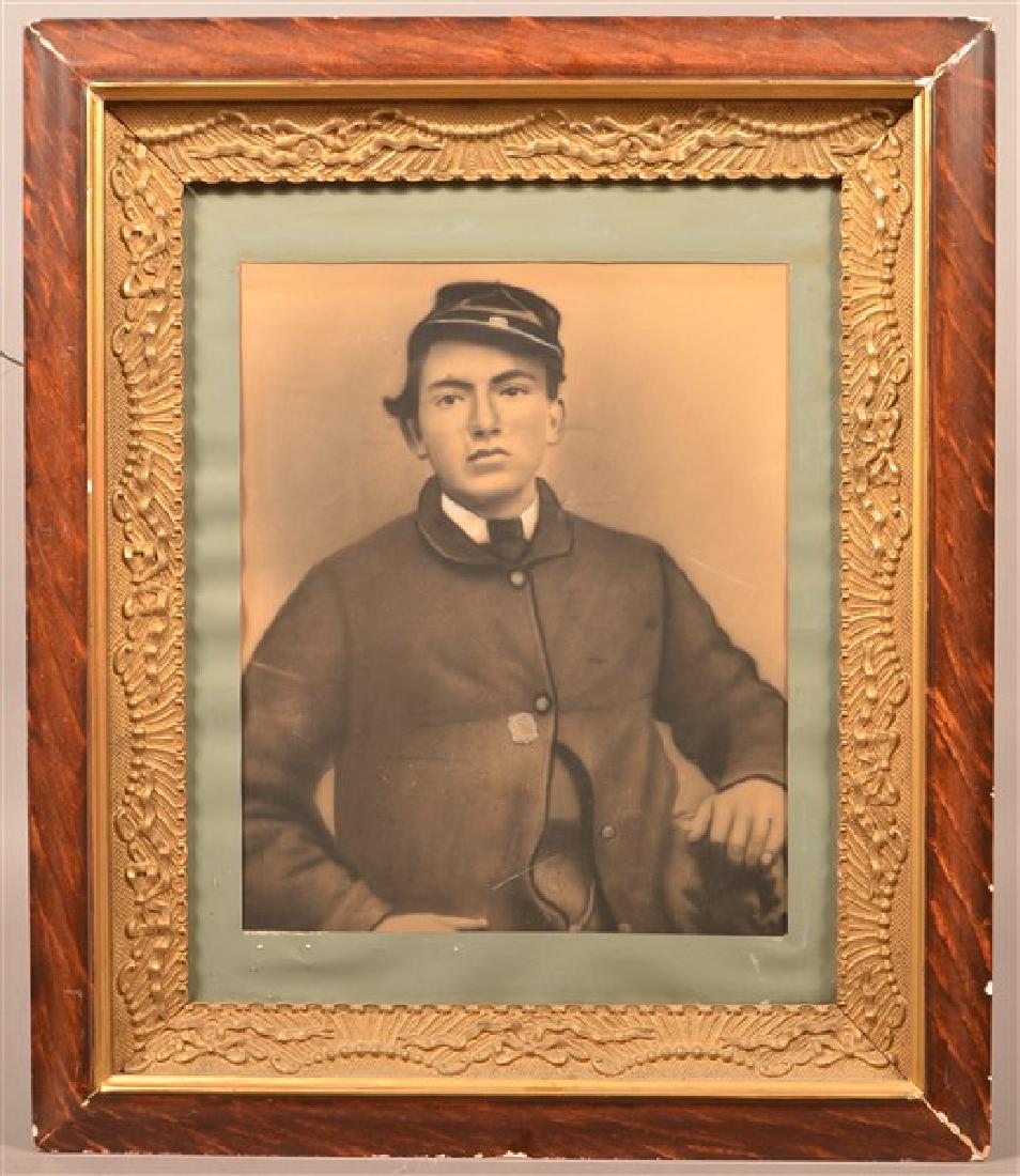 Antique Charcoal Portrait of a Civil War Soldier. (1 of 3)