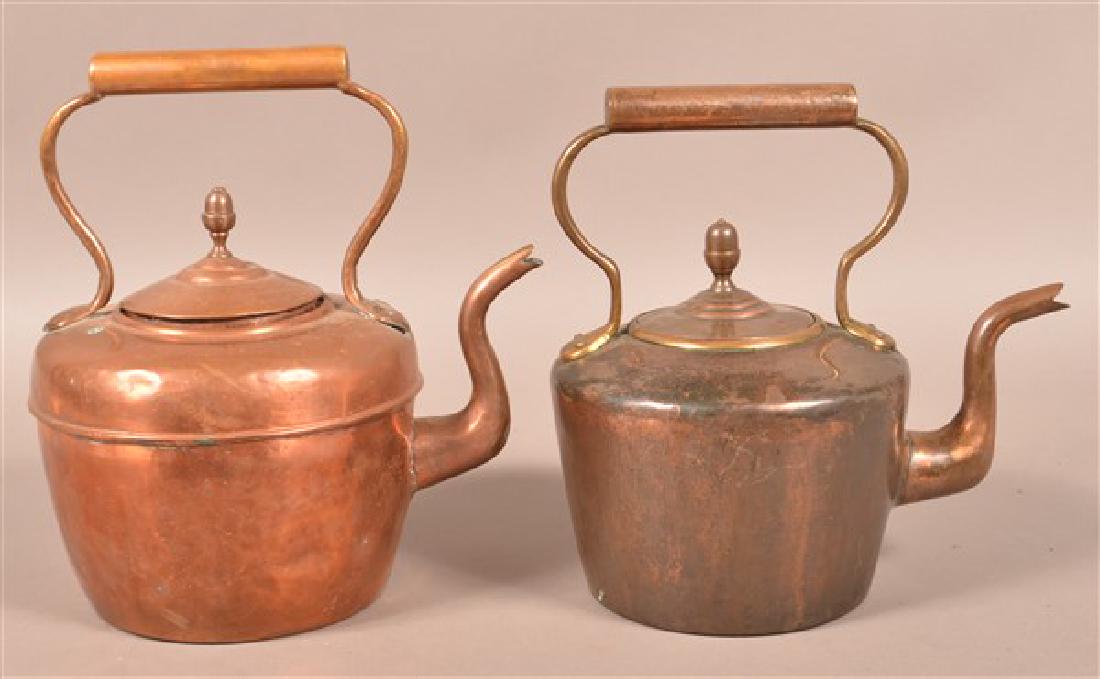 Two Antique English Copper Tea Kettles. Largest (1 of 3)