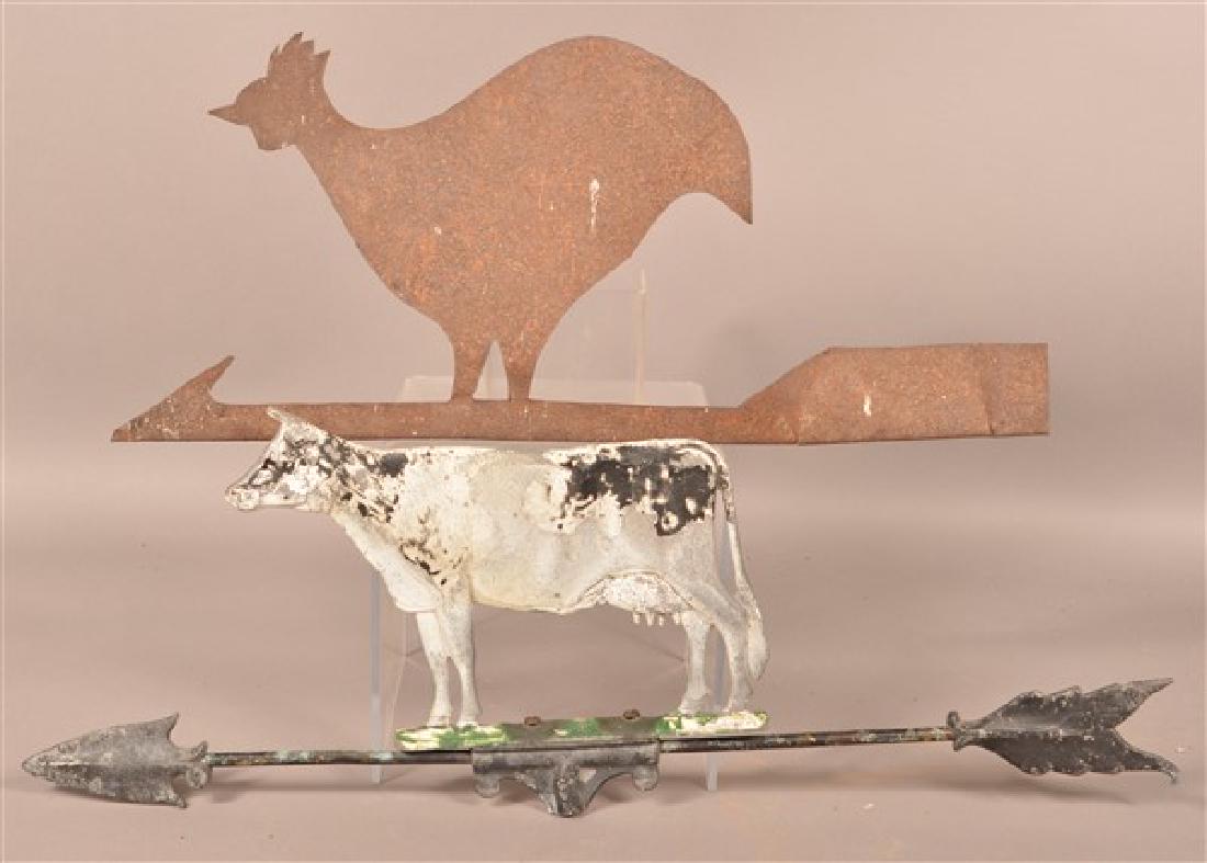 Two Various Vintage Weathervanes. Sheet metal chicken, (1 of 2)