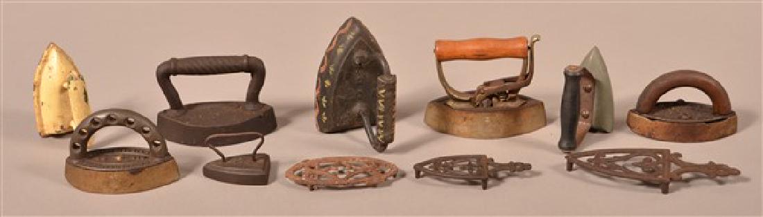 Eight Various Antique/Vintage Irons and Three Trivets. (1 of 1)