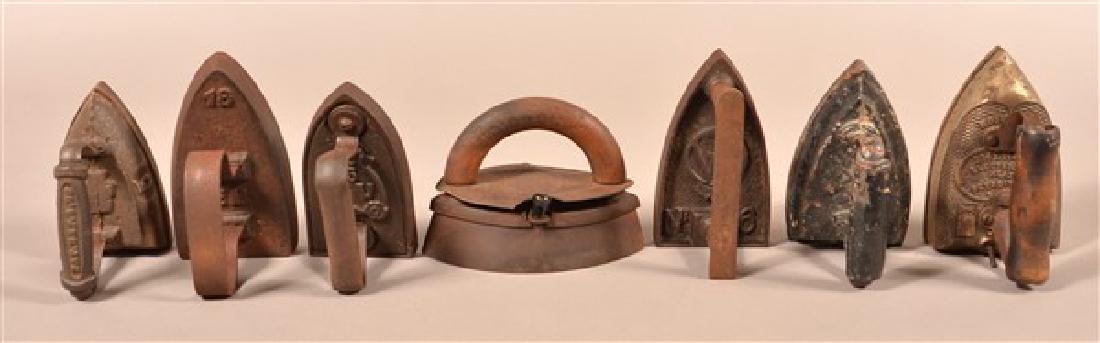 Seven Various Antique/Vintage Irons. Tallest measures (1 of 2)