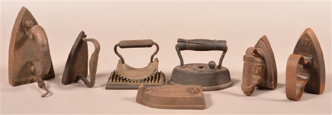 Seven Various Antique/Vintage Irons. Tallest measures (1 of 1)