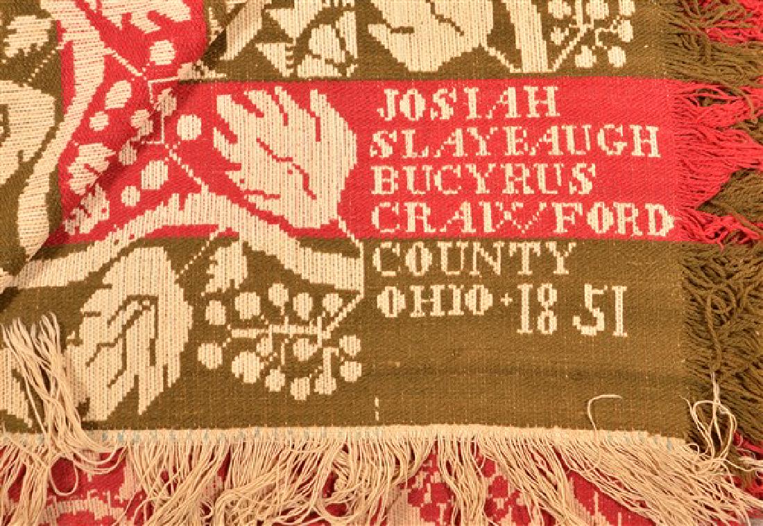 1851 Crawford County, OH Two Part Jacquard Coverlet. (1 of 4)