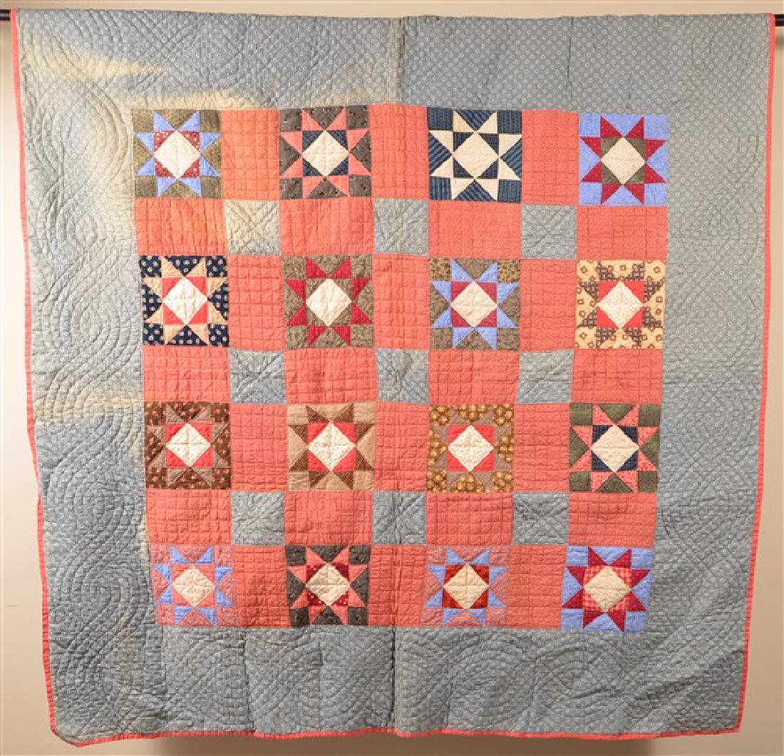 Antique/Vintage Geometric Pattern Patchwork Quilt. 64" (1 of 4)