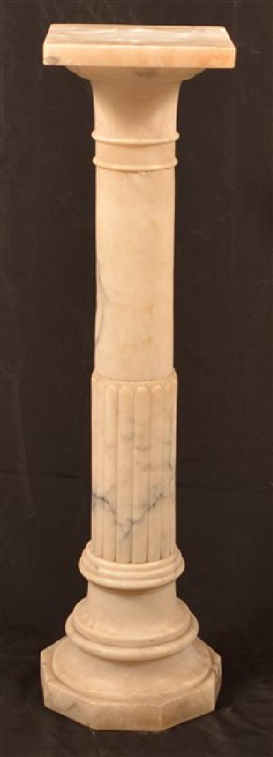 Antique Alabaster Pedestal. 40-1/2"h. Condition: Good: Antique Alabaster Pedestal. 40-1/2"h. Condition: Good with some repairs and losses.