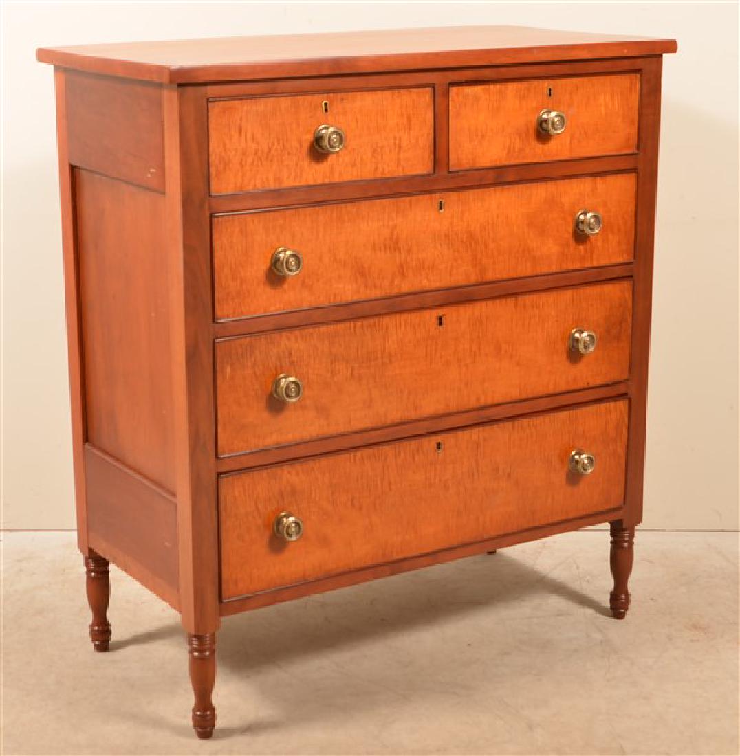 Pennsylvania Sheraton Cherry and Tiger Maple Chest of (1 of 3)