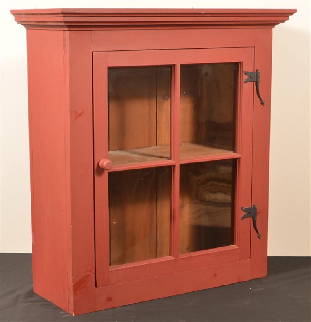 Period Style Red Painted Softwood Hanging Cupboard. (1 of 3)