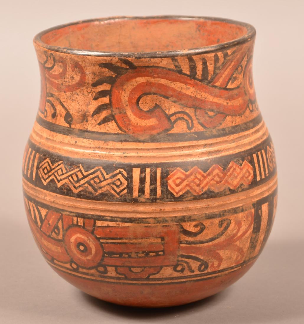 Replicated Meso-American Pottery Jar 7" x 6 3/4" (1 of 3)