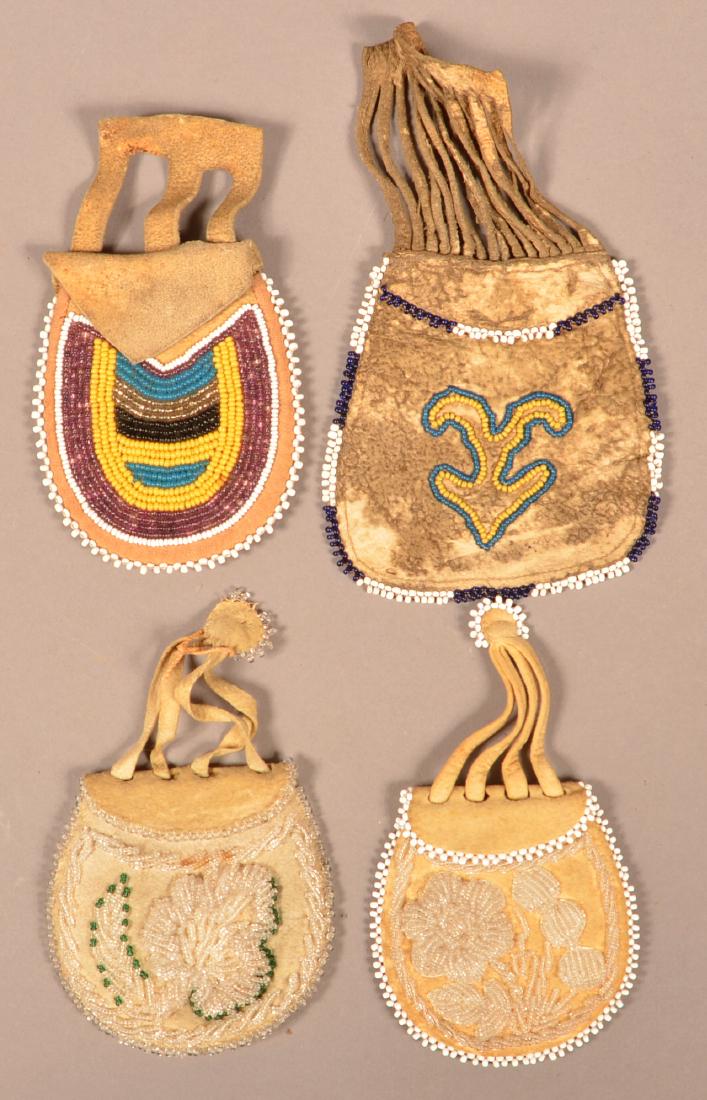 Group of 4 Beaded Bags, Iroquois and Midwest Types of (1 of 2)