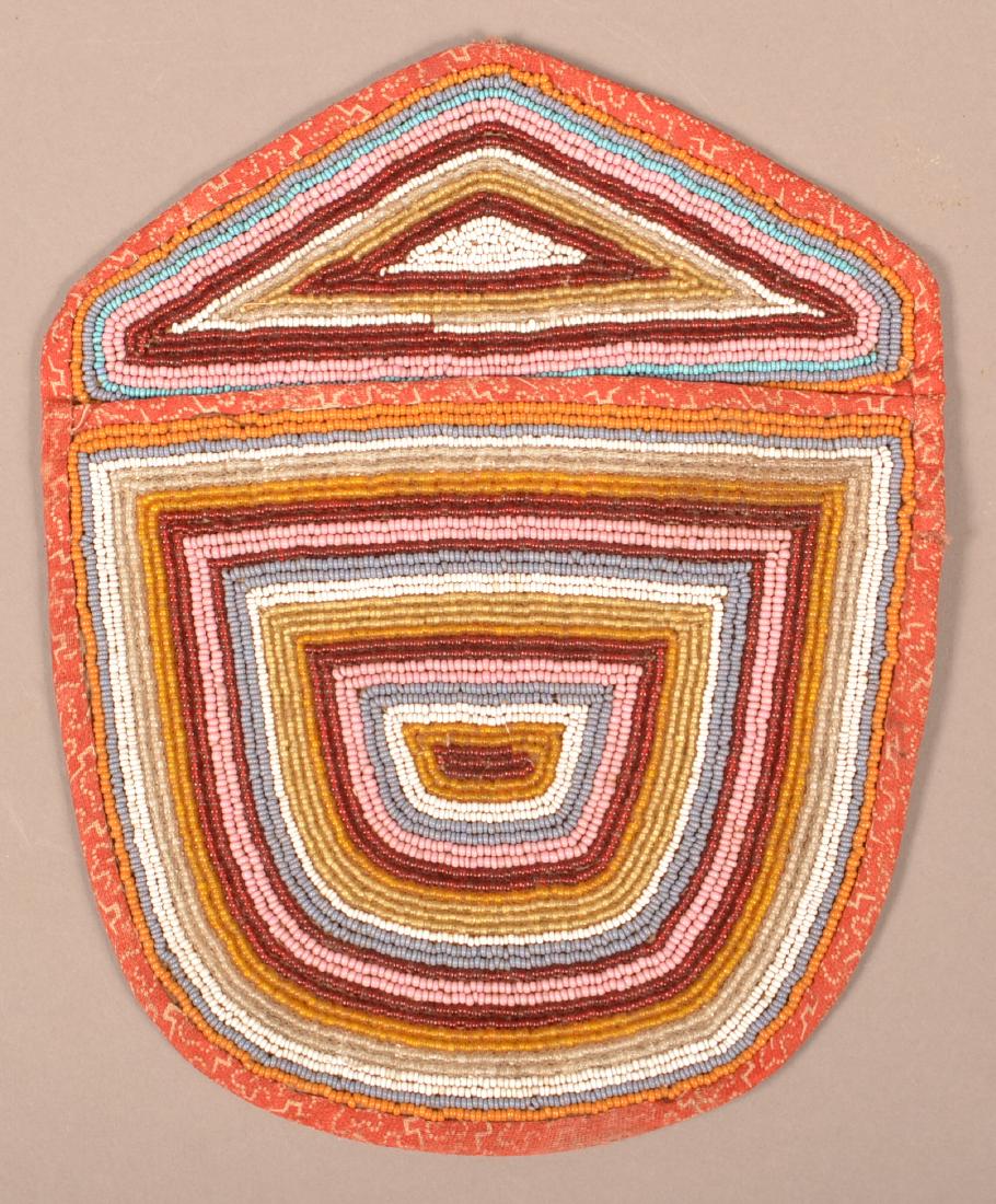 Antique Beaded Wall Pocket, Chippewa Type 6 3/4" x 8" (1 of 2)