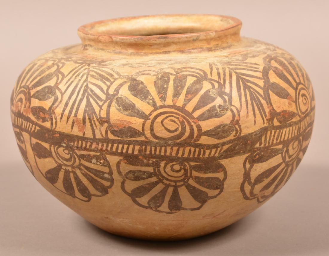 Antique Northern Mexican Pottery Jar w/ Stylized Floral (1 of 3)