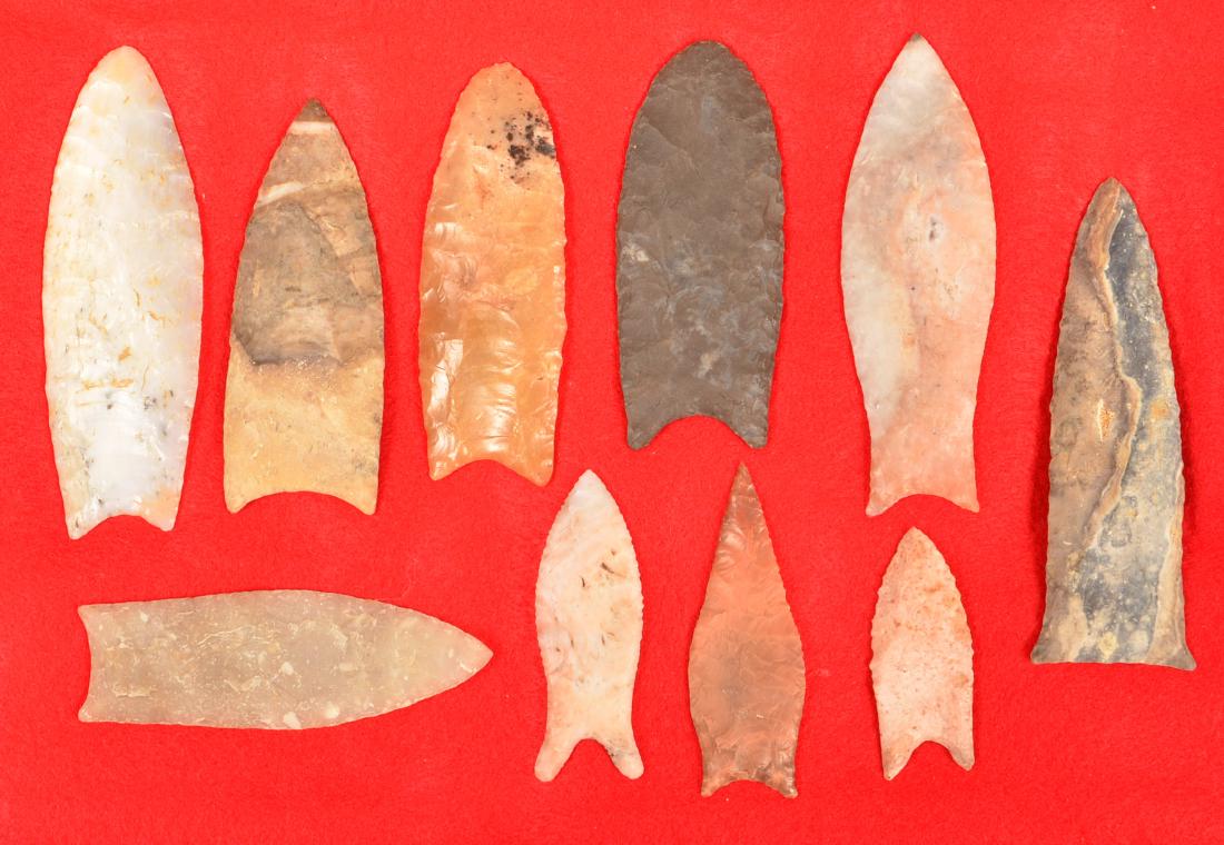 10 Flint Points, Mostly Replicas of Paleo Indian Styles (1 of 2)