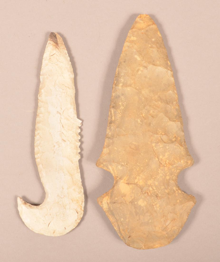 2 Large Modern Flint Objects, Hook and Side Notched (1 of 2)