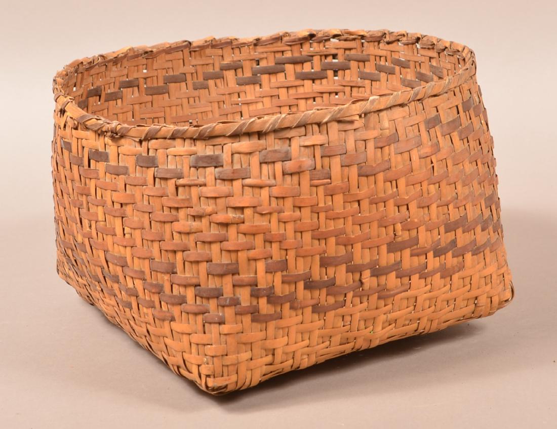 Antique S.E Split River Cane, Twill Woven Basket 12" (1 of 2)