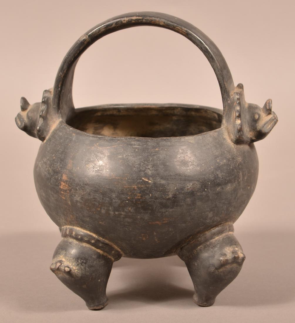 Unusual Meso-American "Blackware" Pottery Vessel (1 of 4)