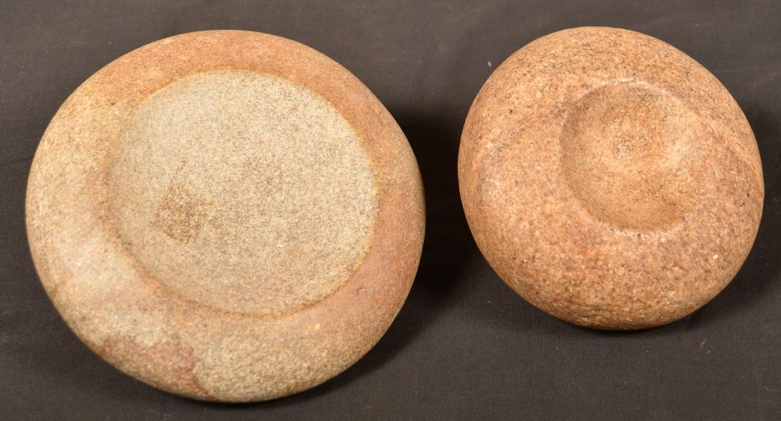 2 Hardstone Cupped Discoidals, 6", 5" Dia. Appear to be (1 of 2)
