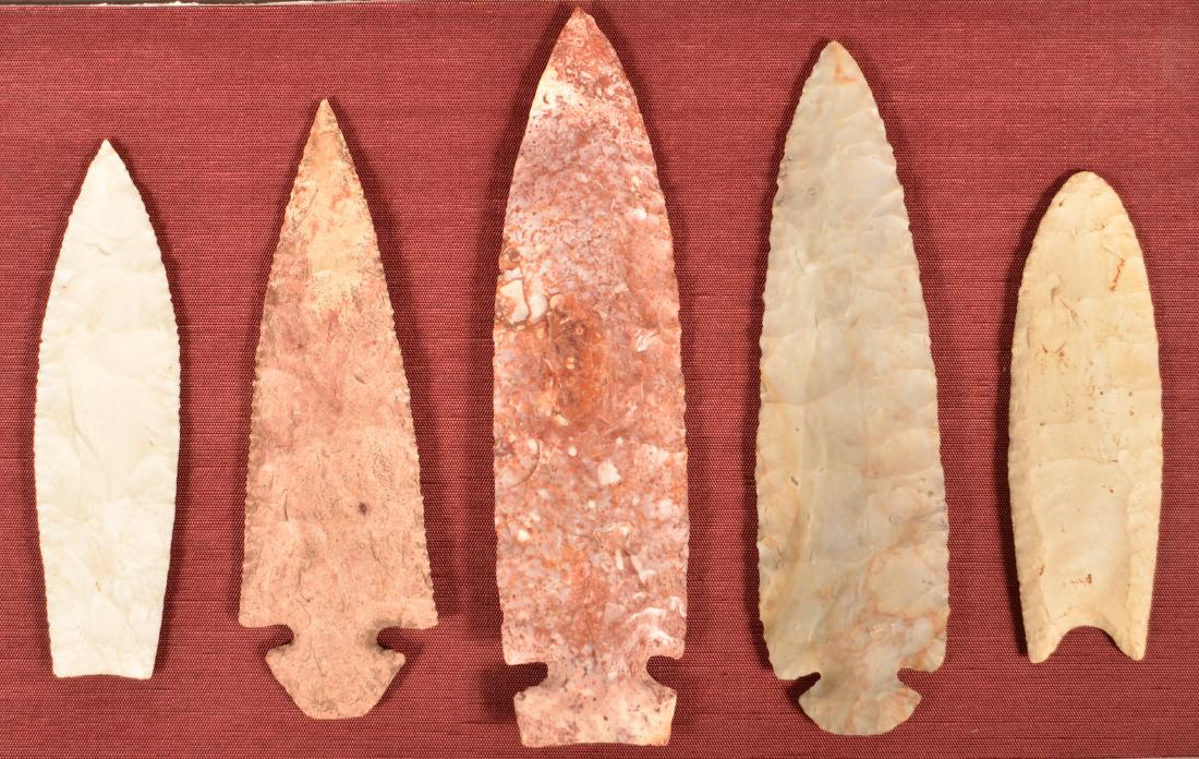 5 Large, Contemporary Flint Points, Dovetail, Paleo, (1 of 1)