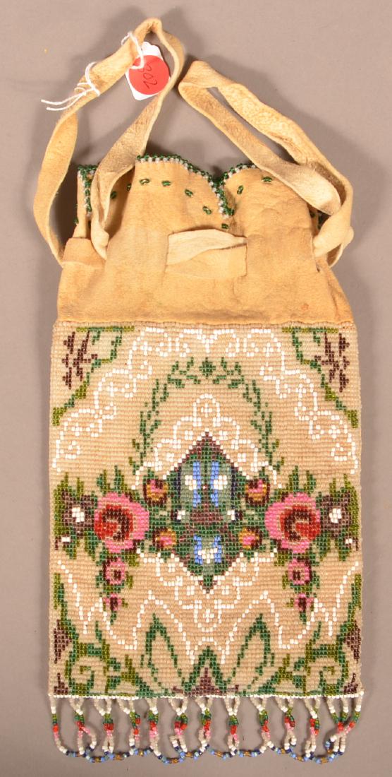 Antique Buckskin Bag w/ Double Sided, Loom Beaded (1 of 2)