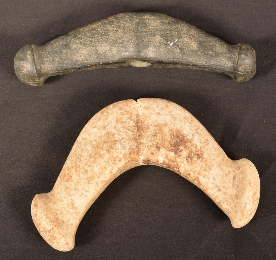 2 Stone Items - Knob Ended Bannerstone Forms Exhibit, (1 of 2)