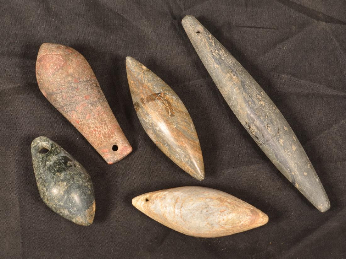 5 Stone "Plummets" of Various Materials, These Appear (1 of 1)