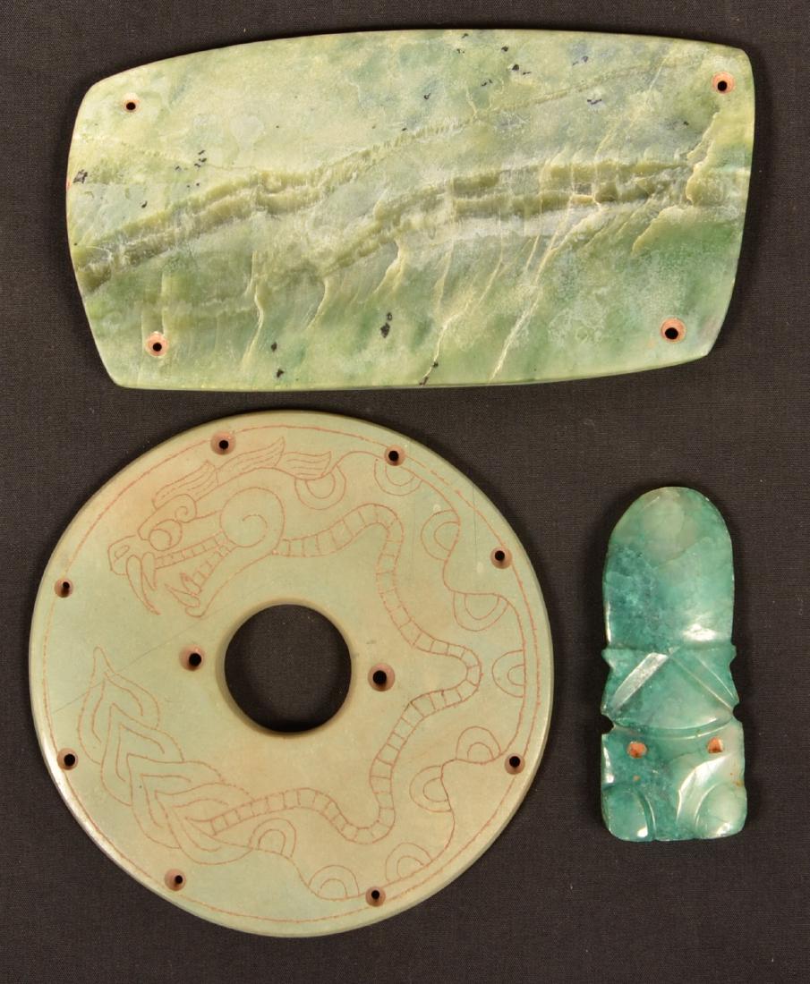 3  Southern Mexican Stone Items, Engraved Disk, Effigy (1 of 2)