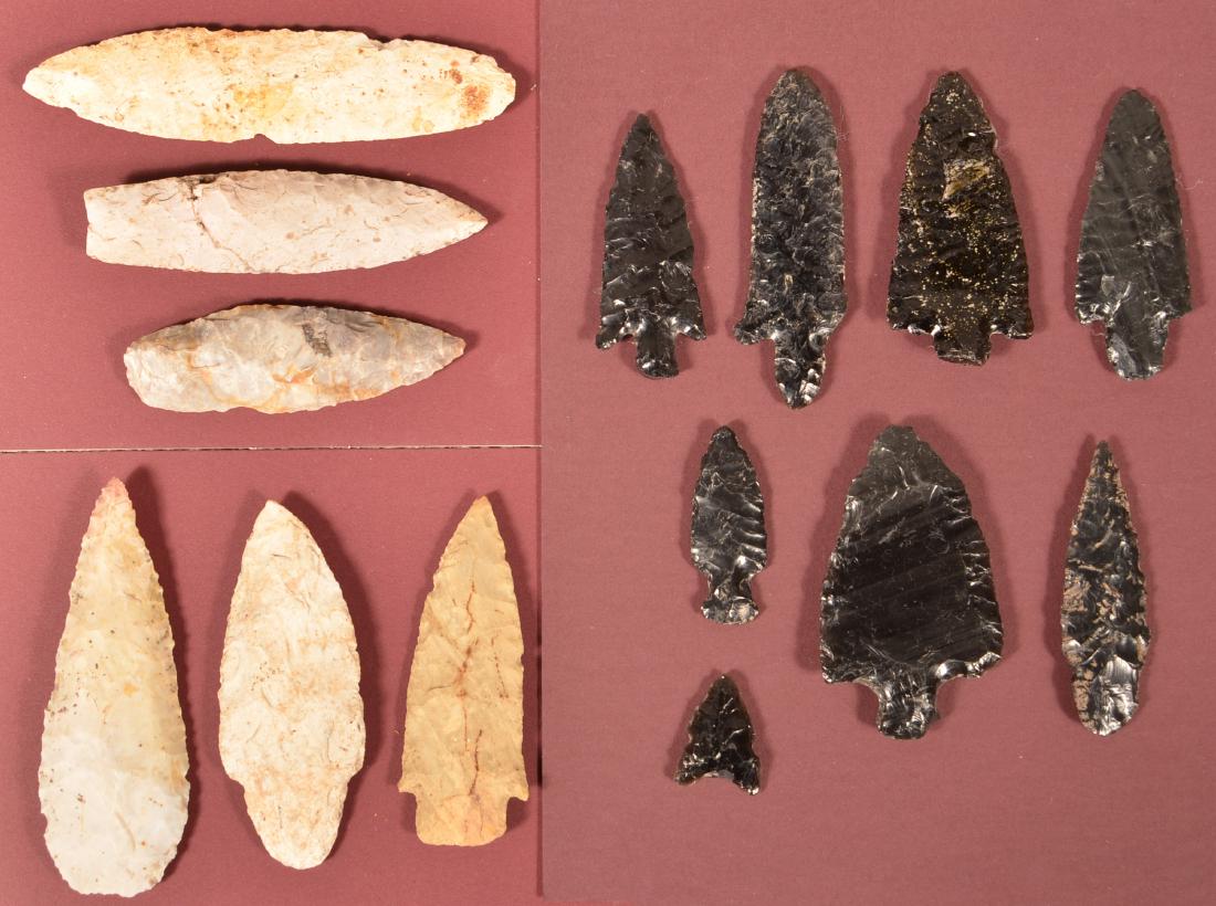 14 Prehistoric Stone Points - Obsidian, Midwest Chert (1 of 1)