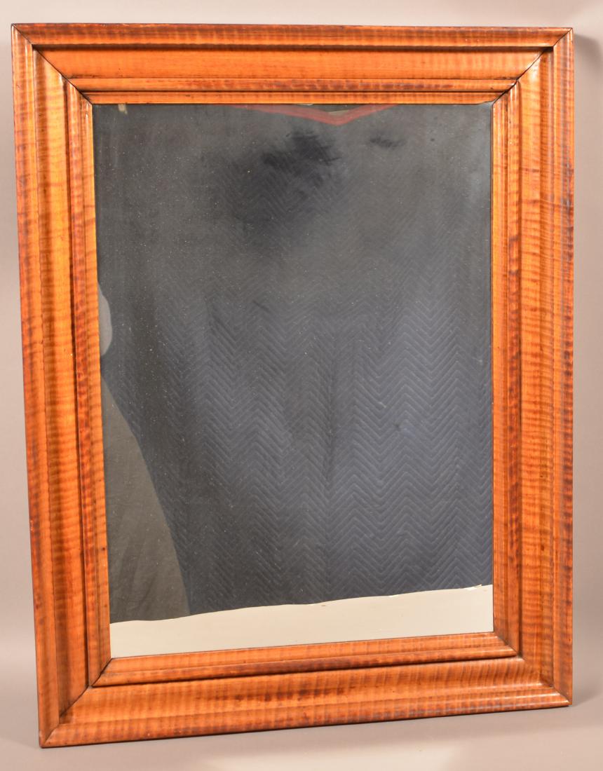 Antique Tiger Maple Molded Frame Mirror.: Antique Tiger Maple Molded Frame Mirror. 33-1/4" x 26-1/4" overall. Condition: Good with minor wear.