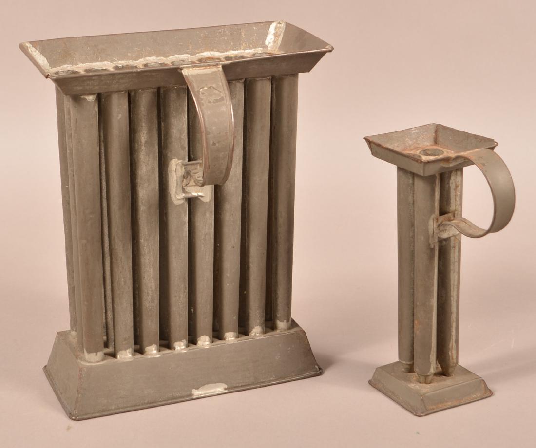 Two Antique Tin Candle Molds.