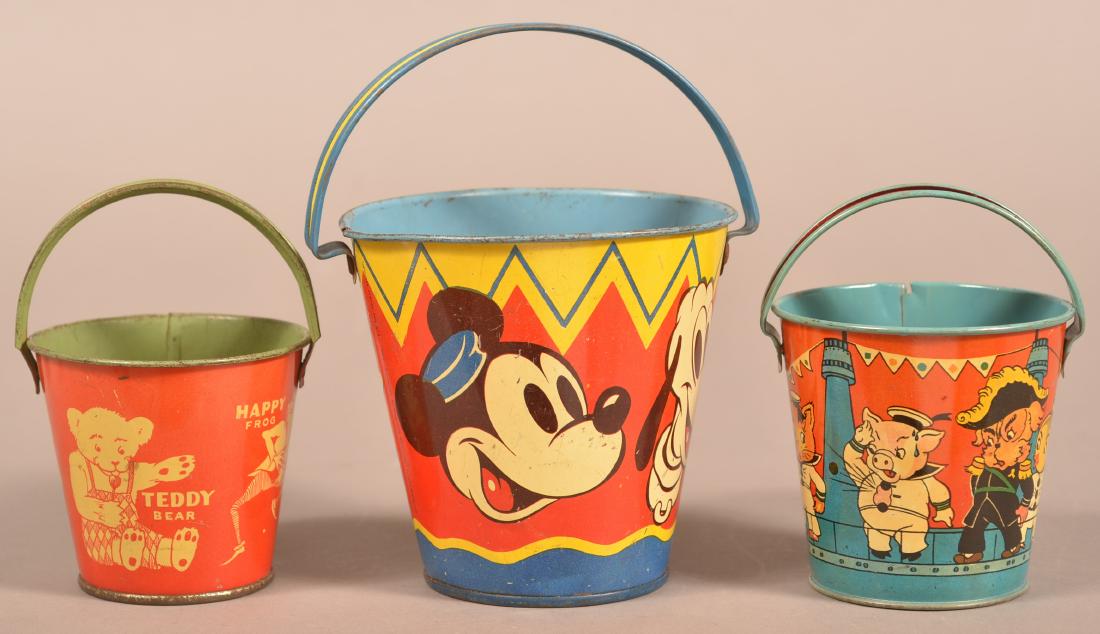 Three Tin Lithograph Sand Pails. (1 of 4)