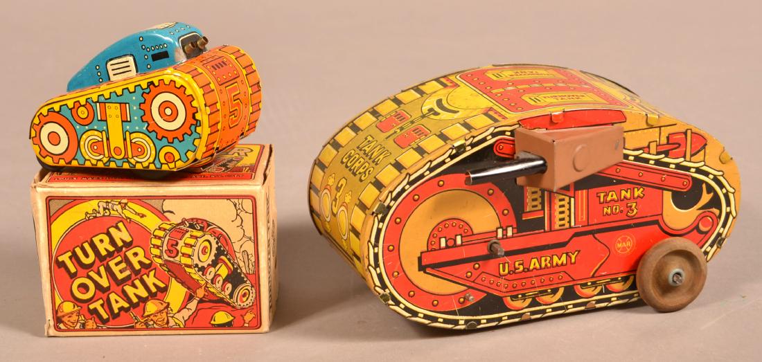 Two Marx Tin Lithograph Wind-up Tanks. (1 of 3)