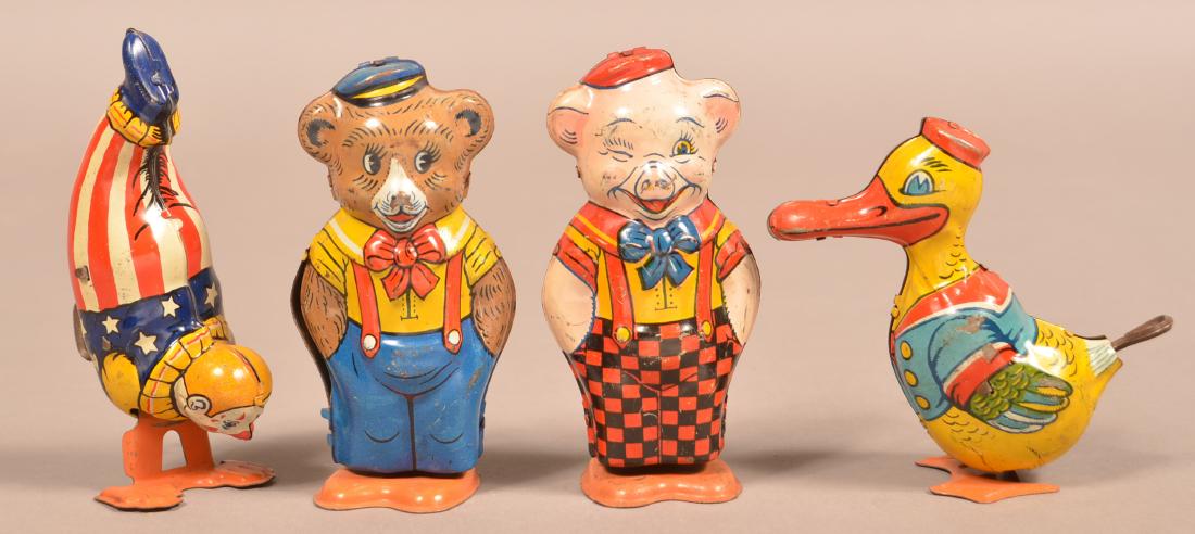 Four J. Chein & Co. Tin Lithograph Windup Toys. (1 of 2)