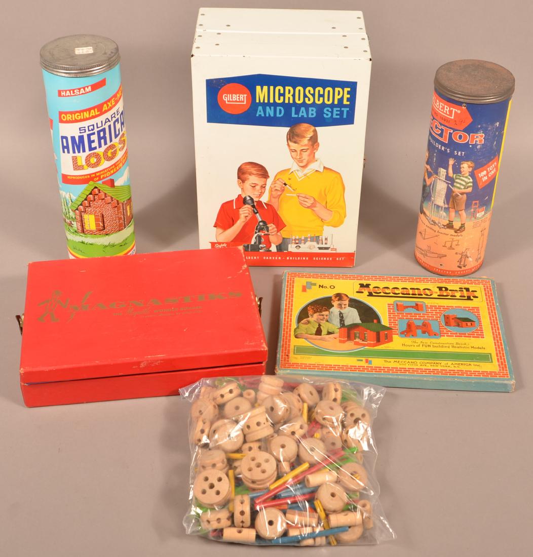 Erector Building Sets and Microscope Lab Set. (1 of 3)