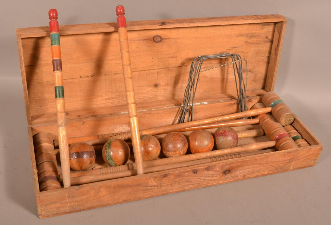Antique Croquet Set in Original Wood Box. (1 of 1)