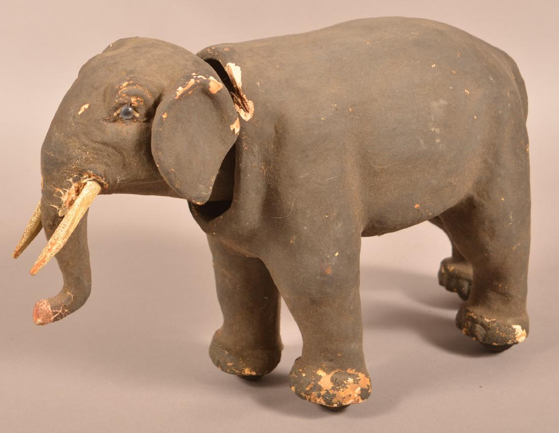 German Composition Elephant Nodder Pull Toy. (1 of 7)