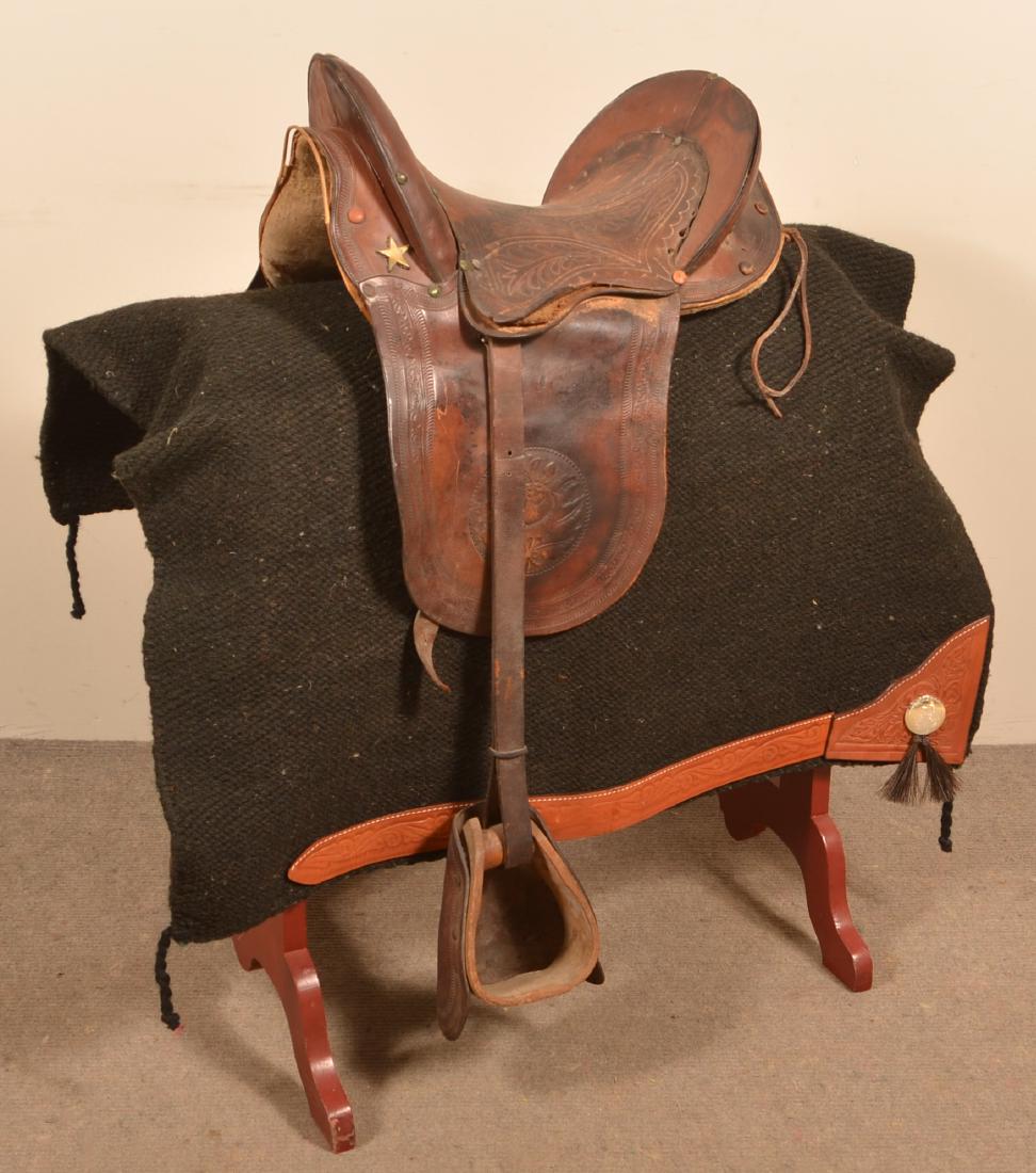Vintage Tooled Leather English Saddle. (1 of 5)