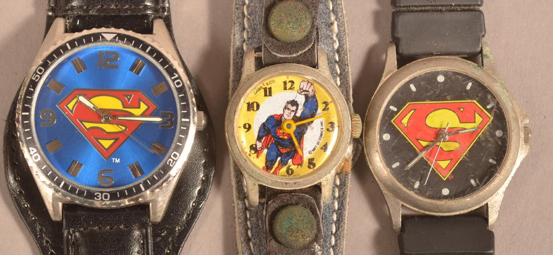 Three Vintage /Modern Superman Wrist Watches.: Three Vintage /Modern Superman Wrist Watches. Condition: Good with wear.
