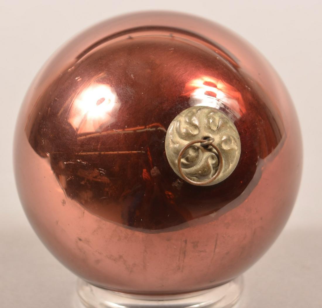 Antique German Amethyst Glass Ball Form Kugel.: Antique German Amethyst Glass Ball Form Kugel. Baroque cap. 4" diam. Condition: Very good.