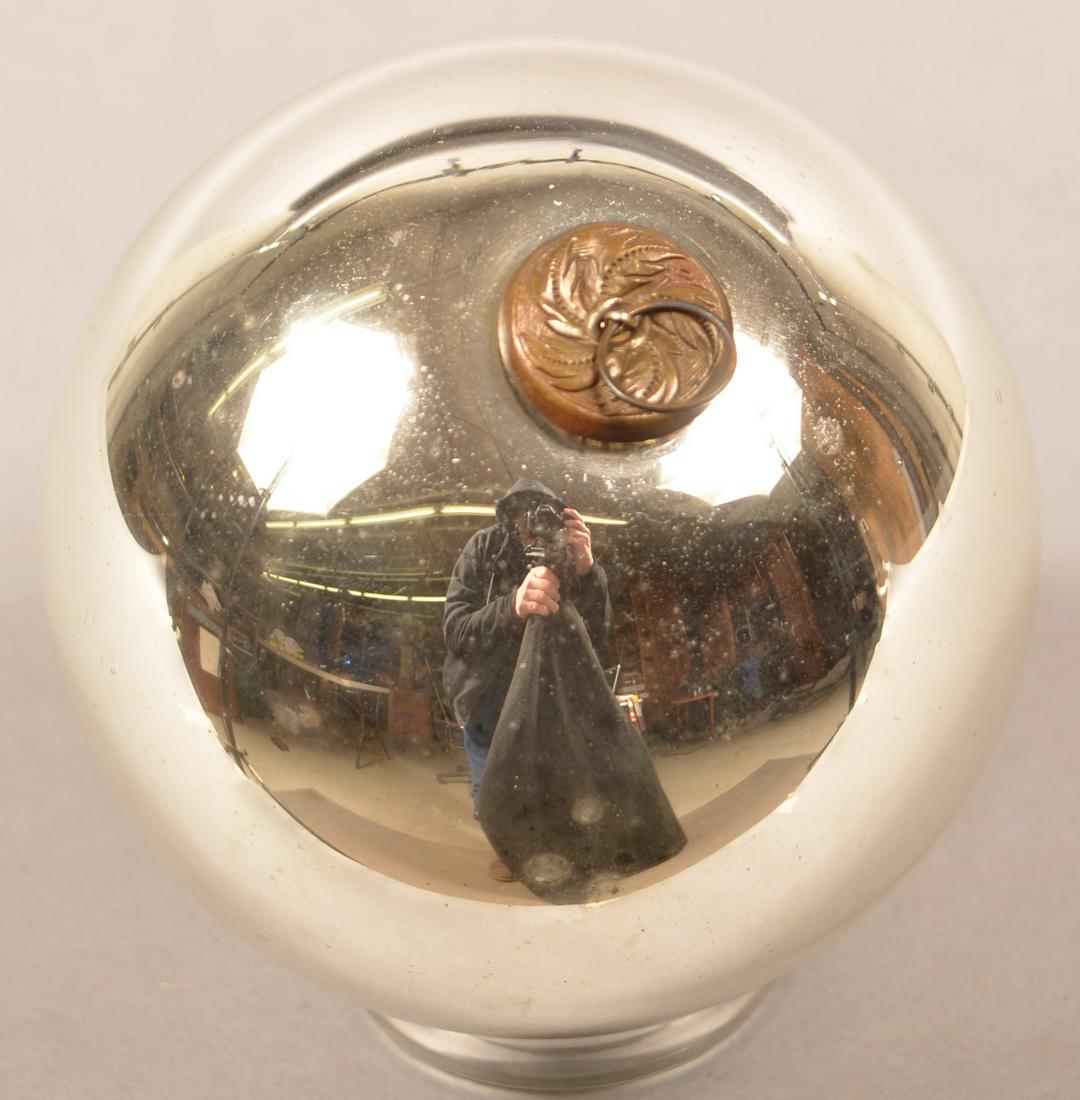 Antique German Silver Glass Ball Form Kugel.: Antique German Silver Glass Ball Form Kugel. 5 leaf cap. 5" diam. Condition: Very good.