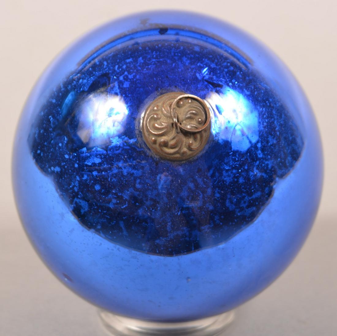 Antique German Cobalt Glass Ball Form Kugel.: Antique German Cobalt Glass Ball Form Kugel. Baroque cap. 5" diam. Condition: Very good.