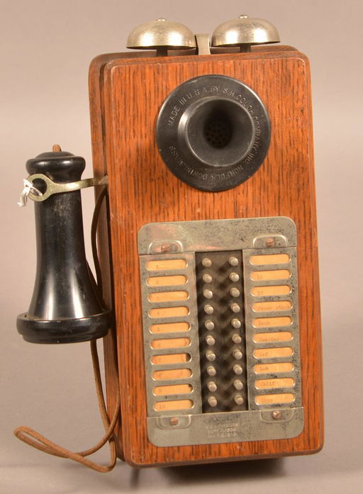 S H Couch Co Antique Oak Wall Phone
