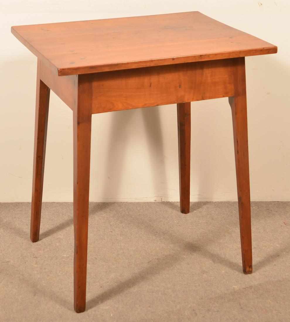 Pennsylvania Hepplewhite Cherry Tapered Leg Stand.: Pennsylvania Hepplewhite Cherry Tapered Leg Stand. 28"h. x 24"w. x 19"d. Condition: Good with wear, repair to top, refinished.