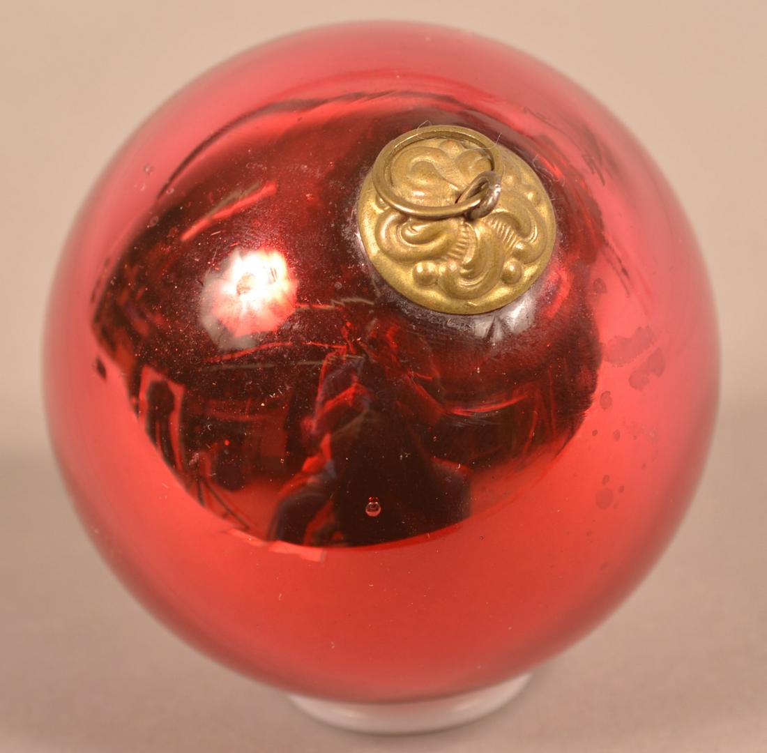 Antique German Red Glass Ball Form Kugel.: Antique German Red Glass Ball Form Kugel. Baroque cap. 2-7/8" diam. Condition: Very good.