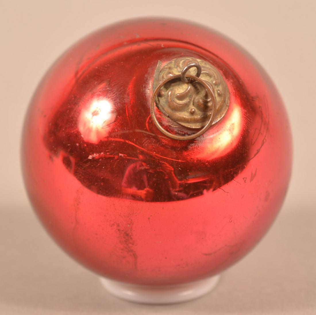 Antique German Red Glass Ball Form Kugel.: Antique German Red Glass Ball Form Kugel. Baroque cap. 2-1/2" diam. Condition: Very good.