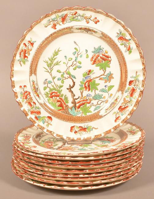 Ten Copeland Spode China Indian Tree Dinner Plates.: Ten Copeland Spode China Indian Tree Dinner Plates. 10-3/8" diam. Condition: Very Good.