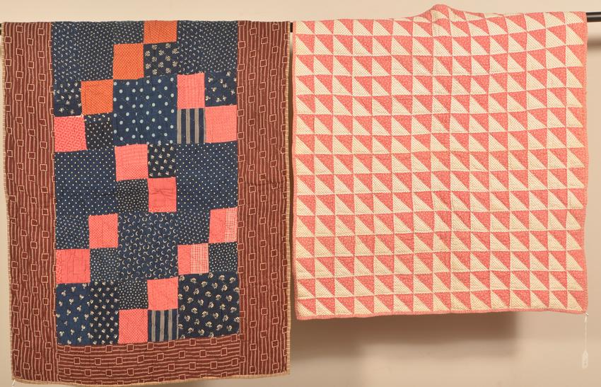 Two Antique Patchwork Crib Quilts.: Two Antique Patchwork Crib Quilts. Largest measures 27-1/2" x 37-1/2". Condition: Good with minor wear.