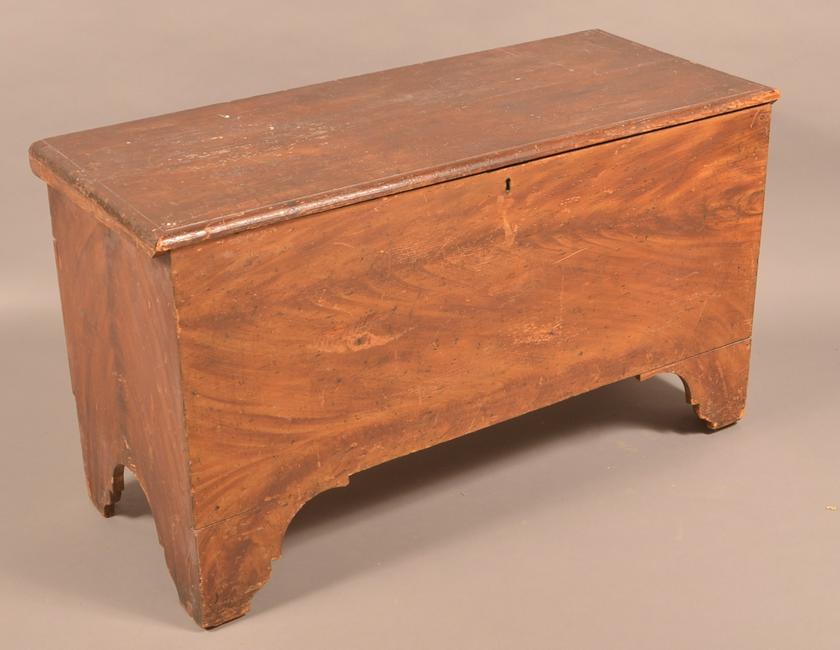 Grain Paint Decorated Softwood Blanket Chest.: 19th Century Grain Paint-Decorated Softwood Blanket Chest. 25"h. x 431-1/2"w. x 8-1/2"d. Condition: Good with wear and age cracks on lid.