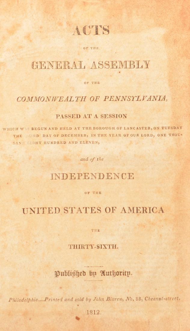 1812 Acts of the General Assembly of PA (1 of 4)