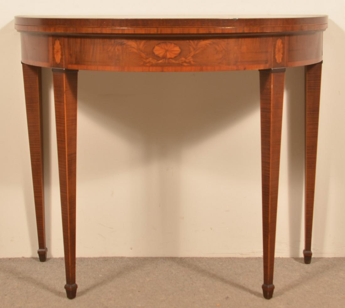 American Hepplewhite Mahogany Inlaid Game Table. (1 of 8)